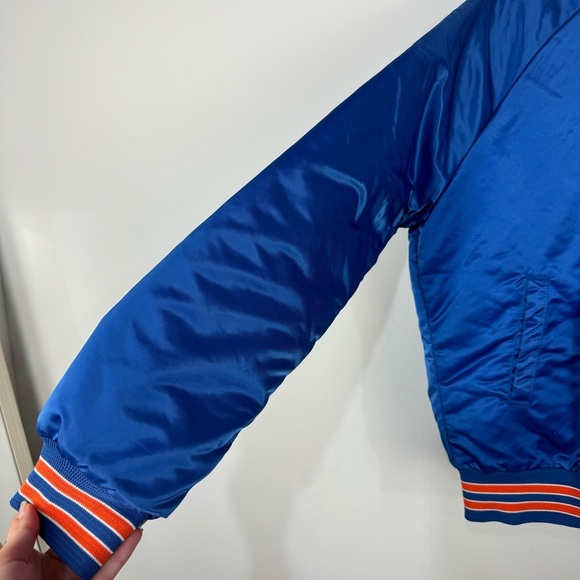 Vintage Chalk Line Retro Broncos NFL Silky Bomber Jacket y2k 90s Football Blue - Picture 4 of 7